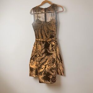 Taylor Black and White Tropical Print Mini Dress